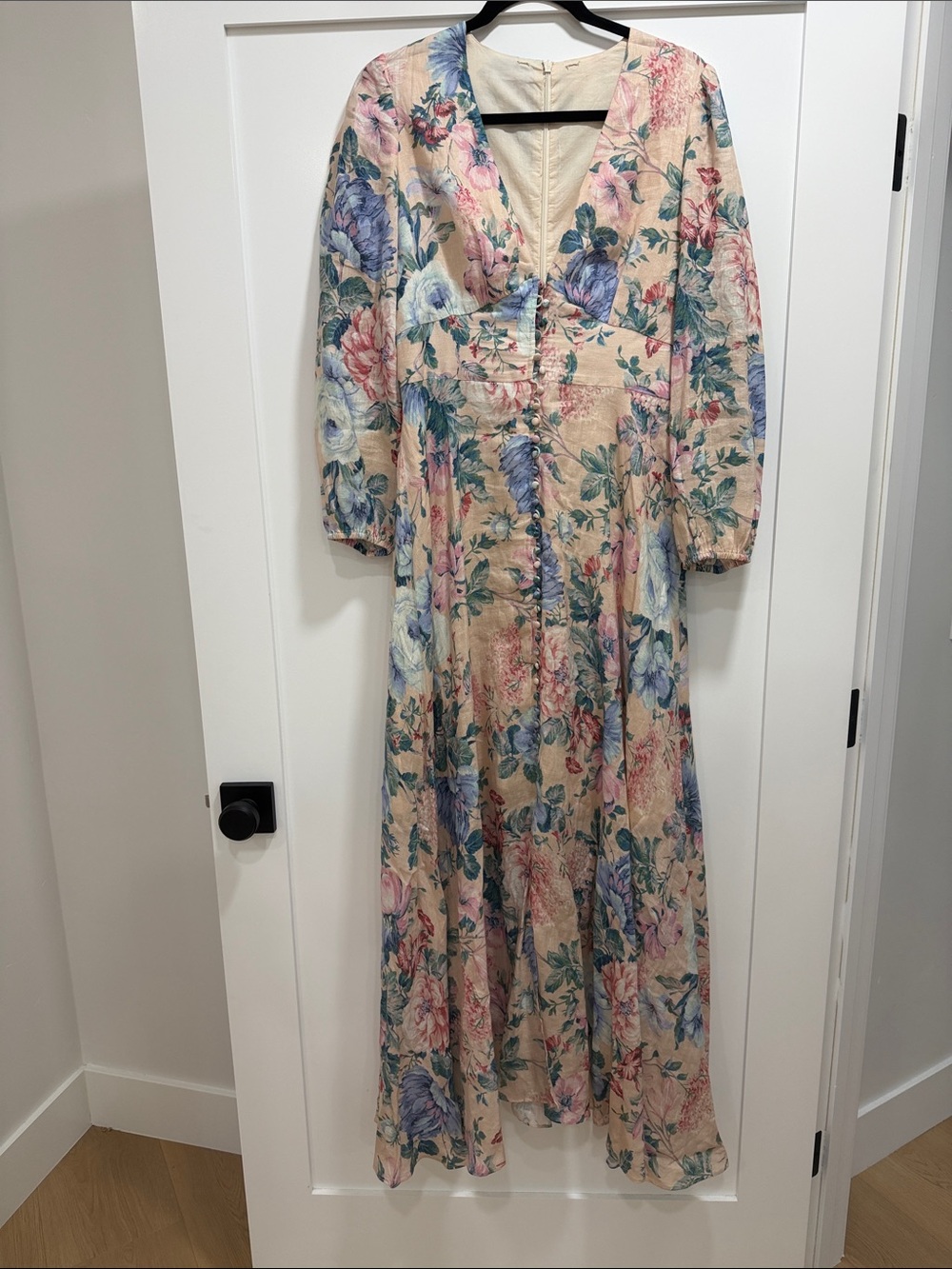 Zimmermann Floral Maxi Dress in Cream, Blue & Pink
